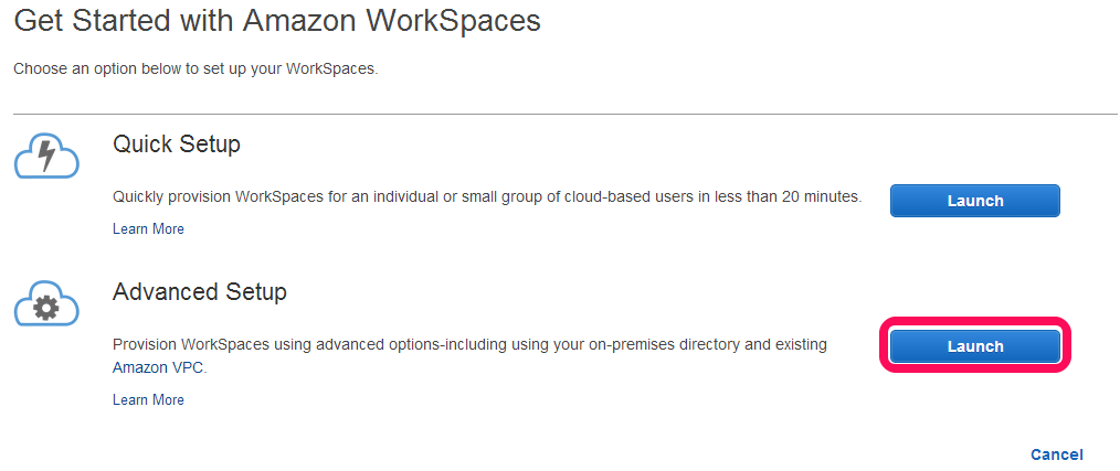 WorkSpace Advanced setting